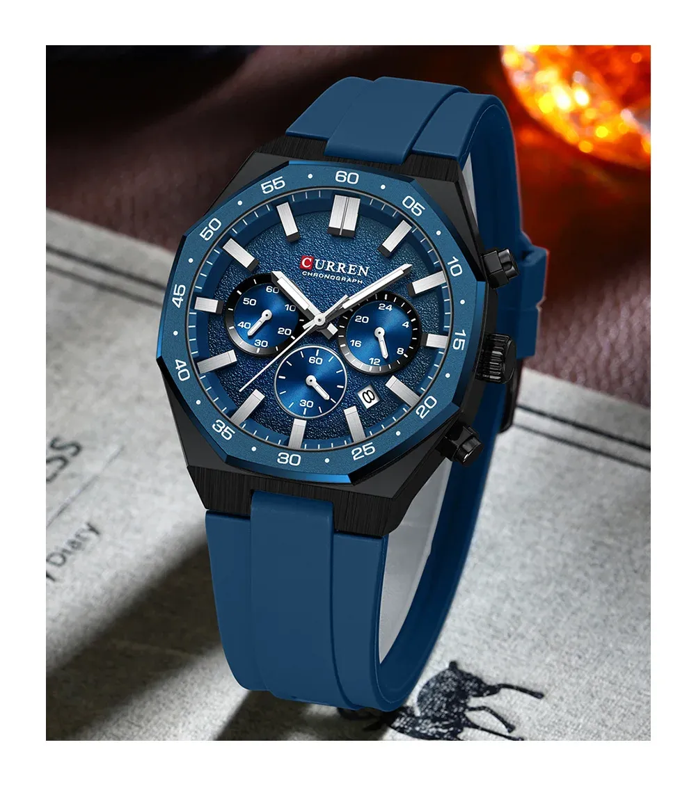 CURREN Sport-Chronograph mit Silikonarmband und Datum