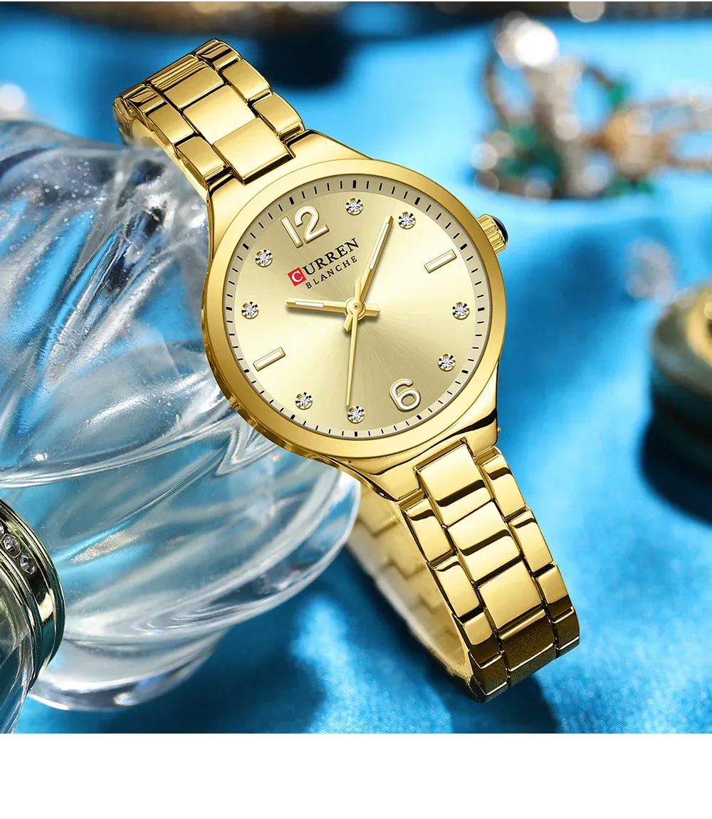 CURREN Damen-Quarzuhr mit schlankem Edelstahlarmband