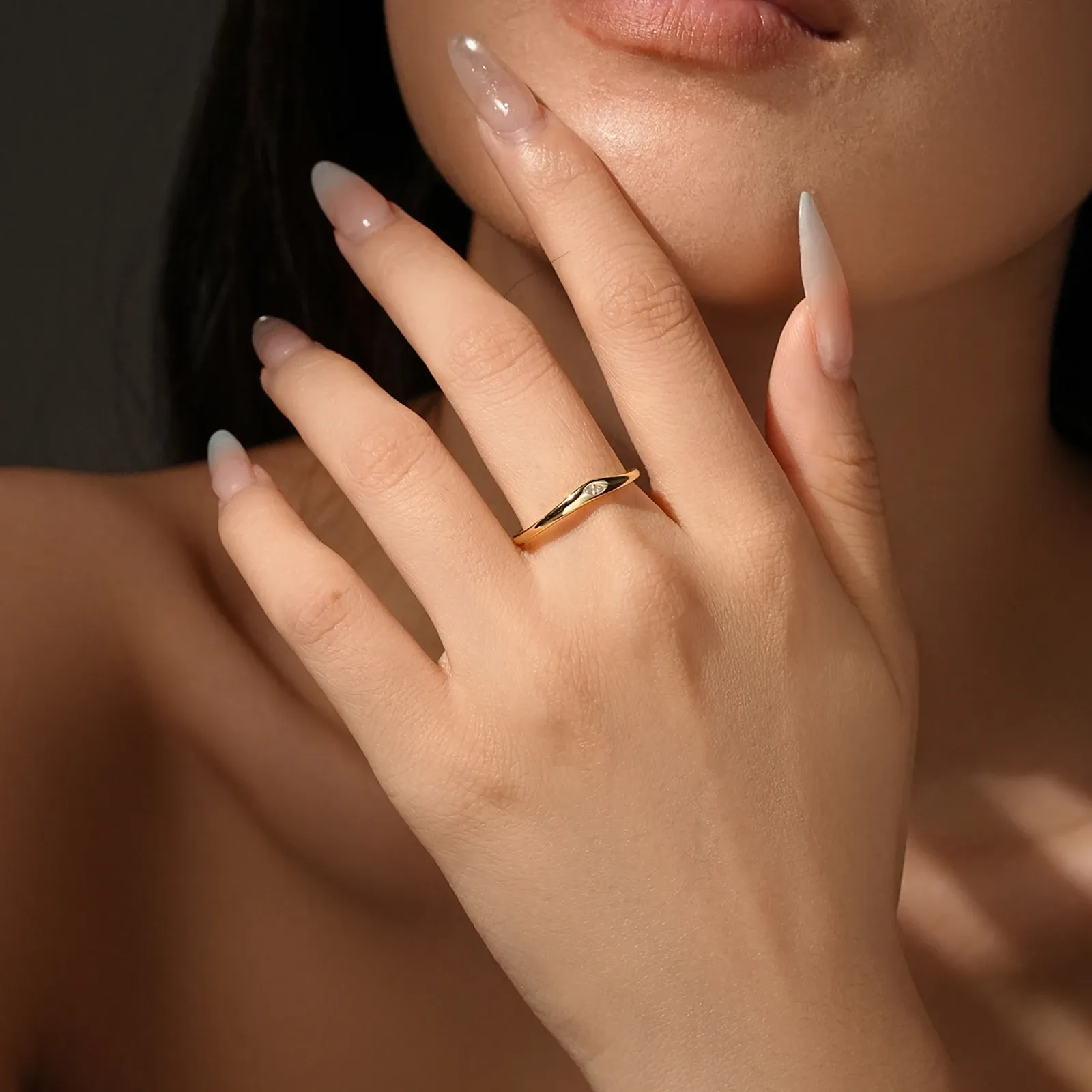 Feiner Marquise-Zirkonia-Ring aus 925er Silber