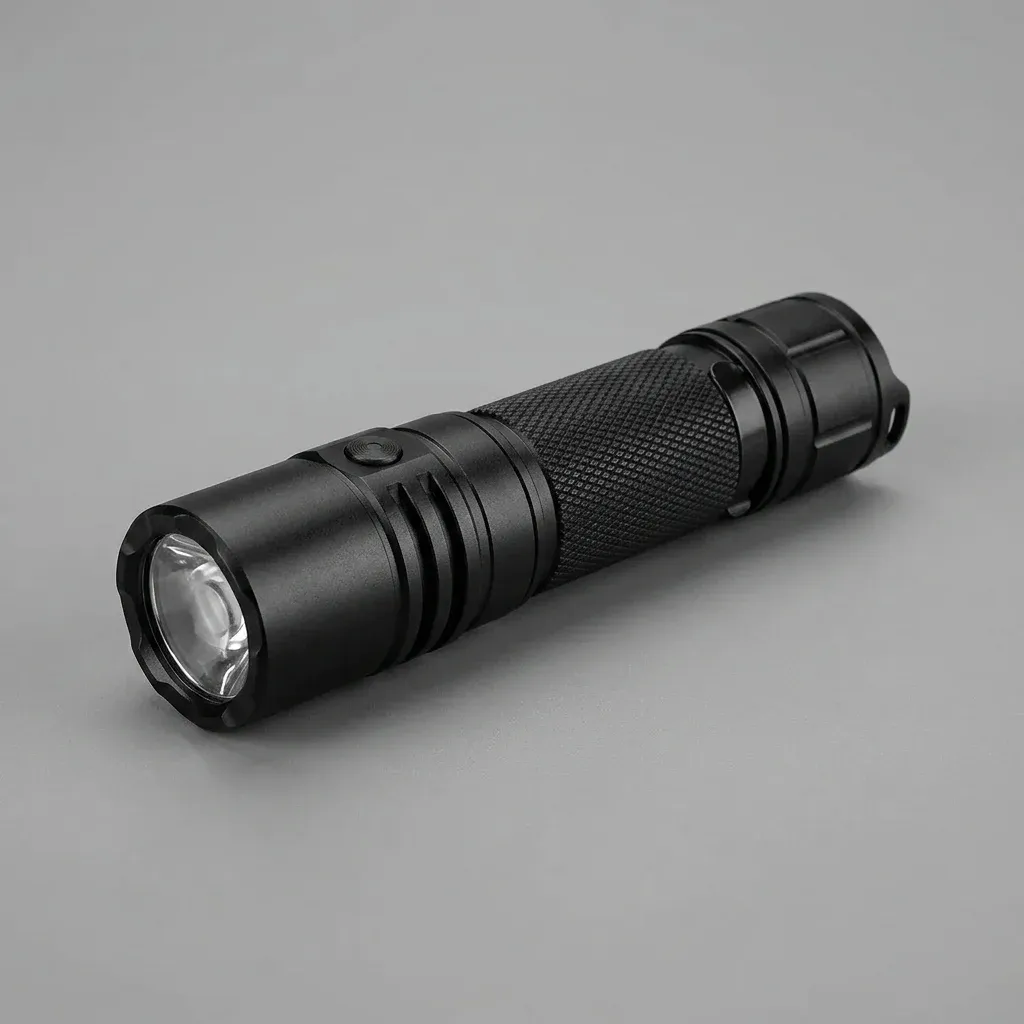 Schwarze Sofirn SC28 Taschenlampe im Studio