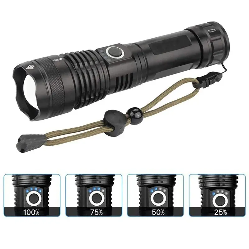 XHP70 LED-Taschenlampe mit Zoom und USB-Ladung