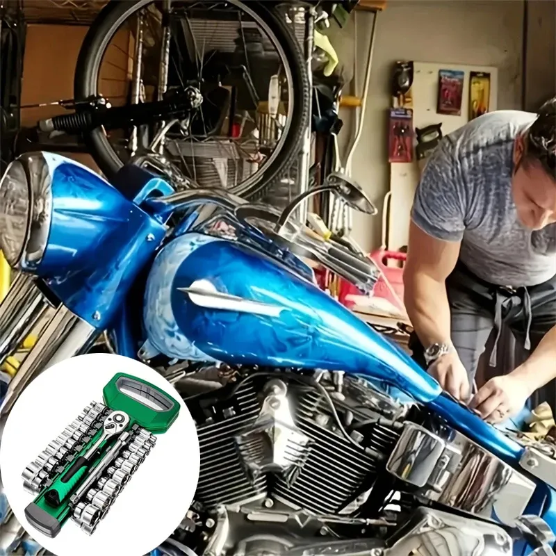 Galacok 3/8 Ratschen-Steckschlüsselsatz für Werkstatt und Garage