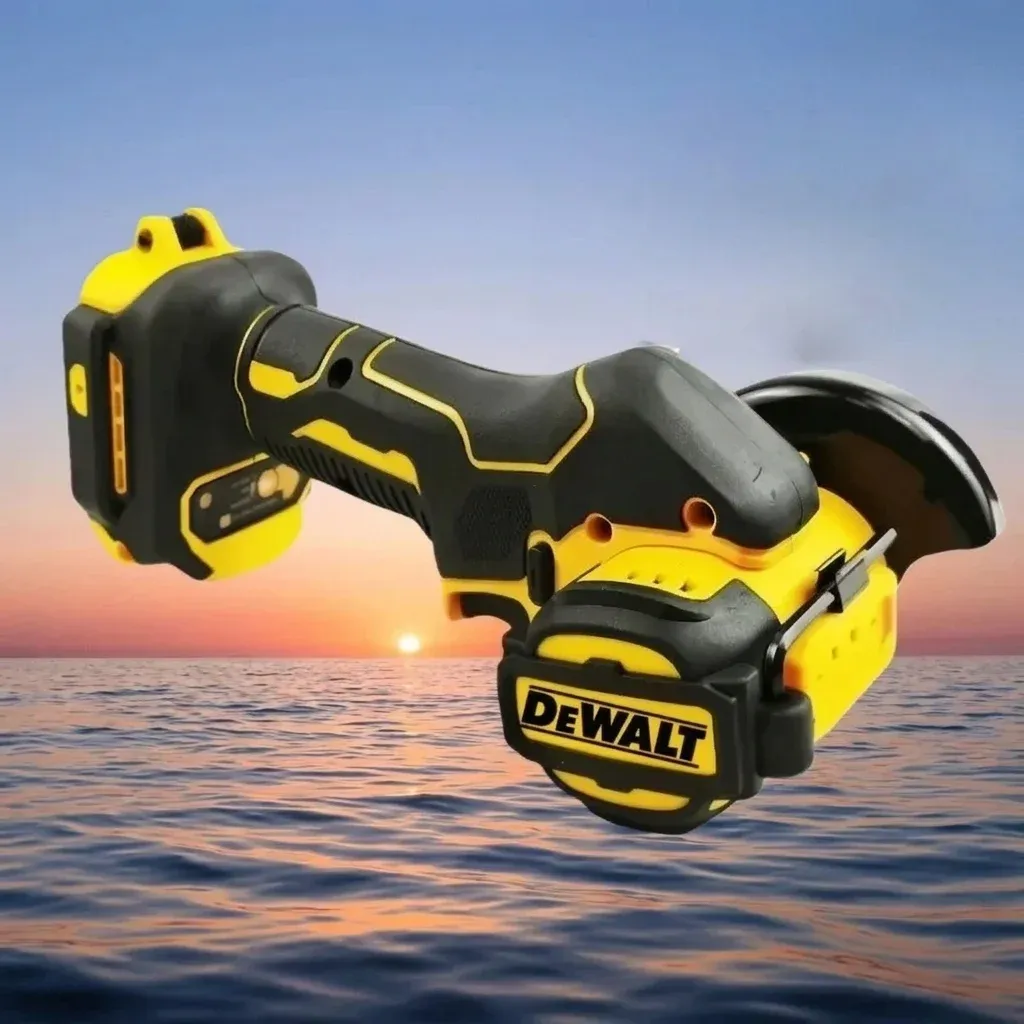 Kompakter Akku-Winkelschleifer auf weißem Hintergrund