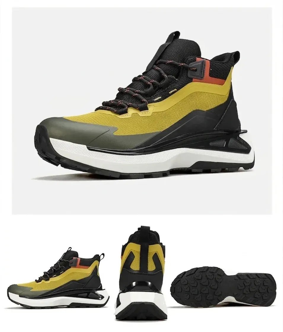 Gelber HUMTTO Herren-Trekkingschuh im Studio