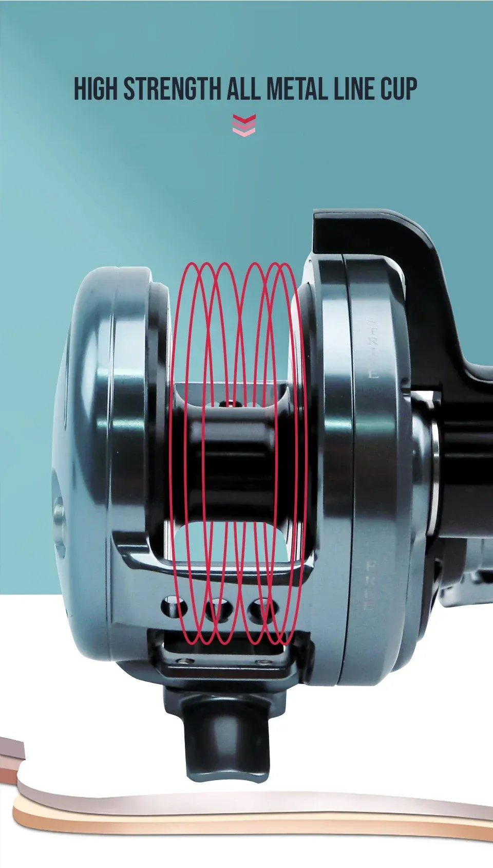 Salzwasser-Overheadrolle aus Metall für Slow Jigging