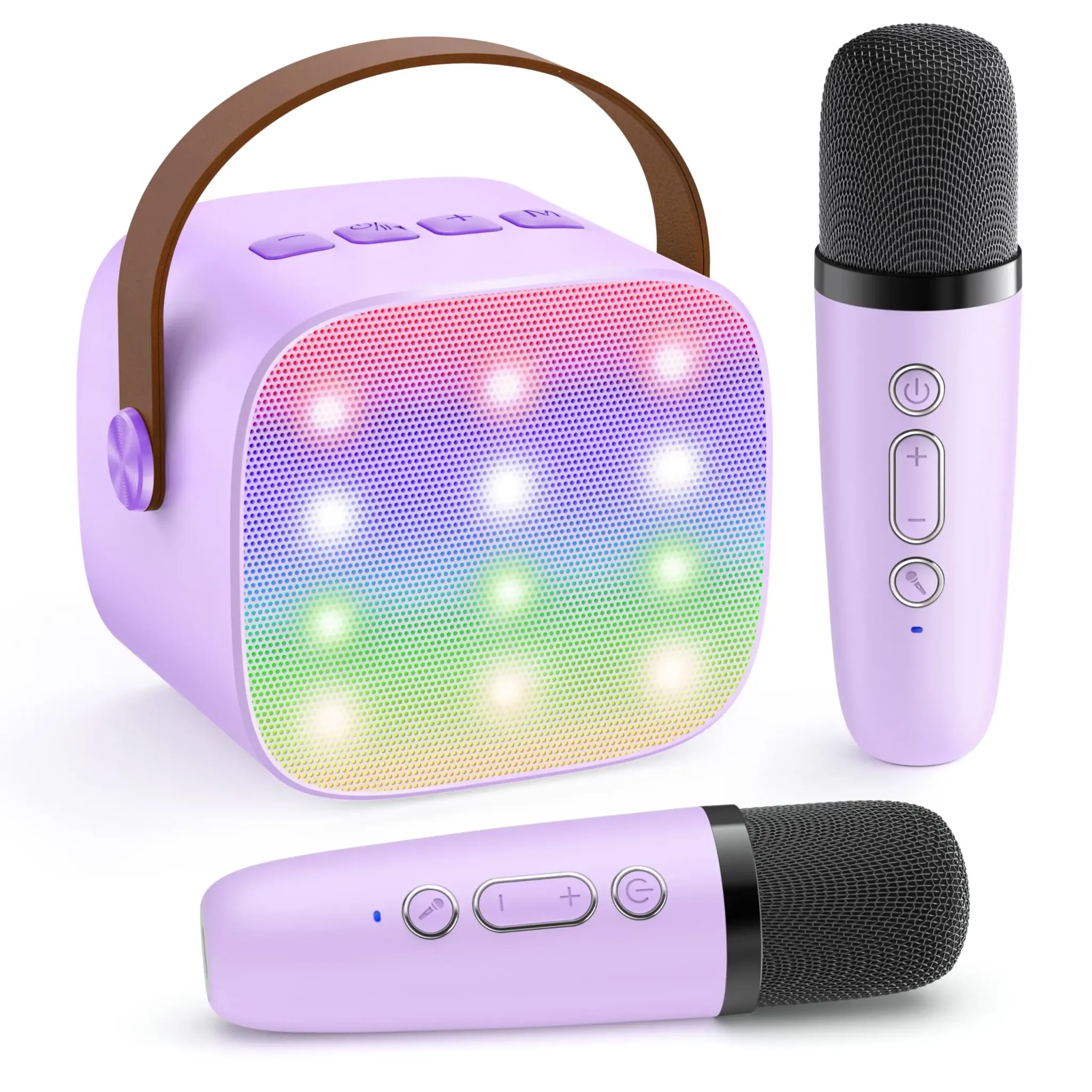 Haomuren Mini-Karaoke-Set mit Bluetooth 5.3 und 2 Funkmikrofonen