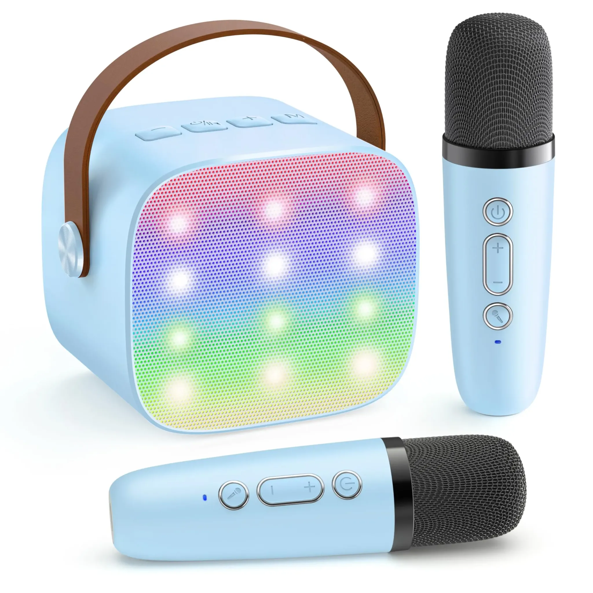 Haomuren Mini-Karaoke-Set mit Bluetooth 5.3 und 2 Funkmikrofonen