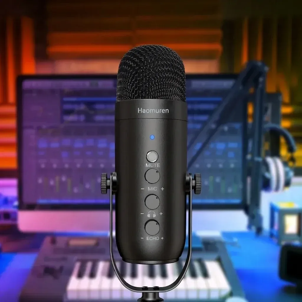Haomuren USB-Kondensatormikrofon mit Boomarm