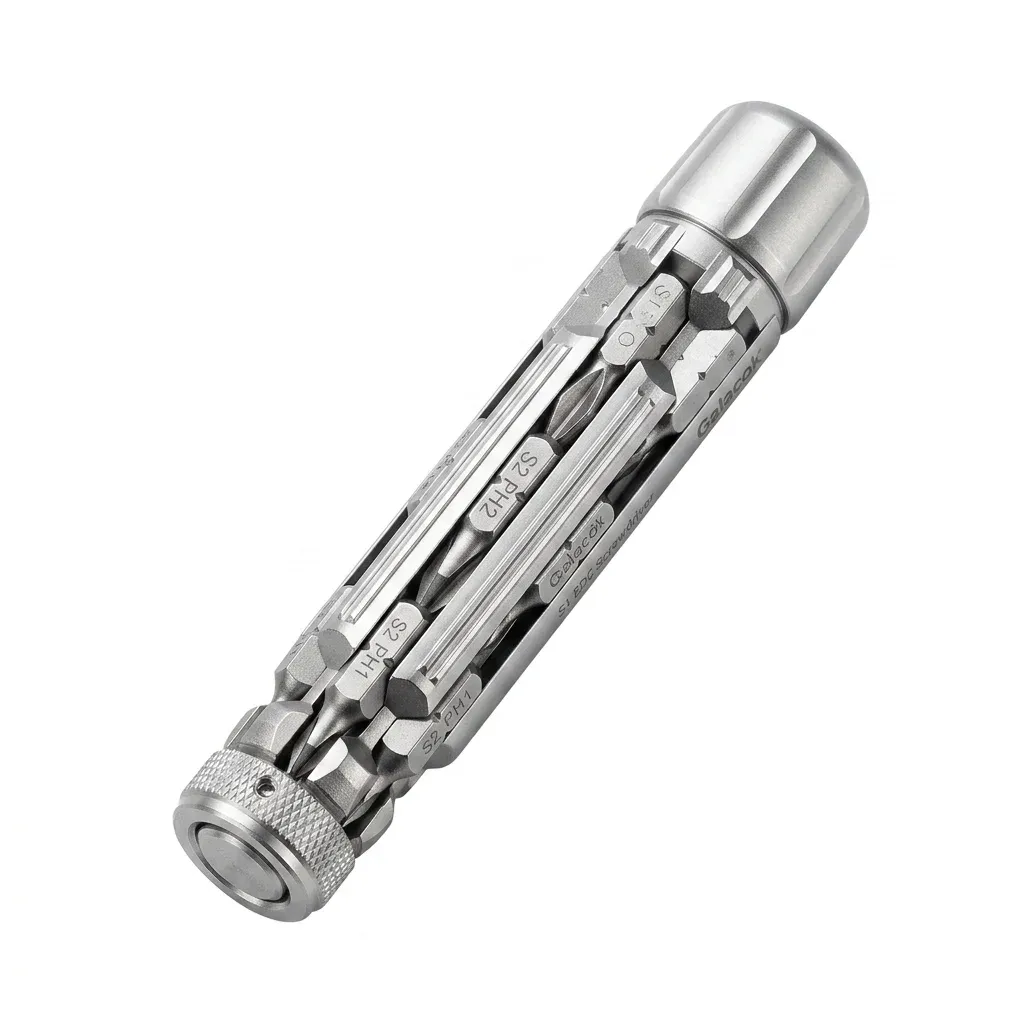 Silbernes EDC-Multischraubendreher-Set mit Magnetbits