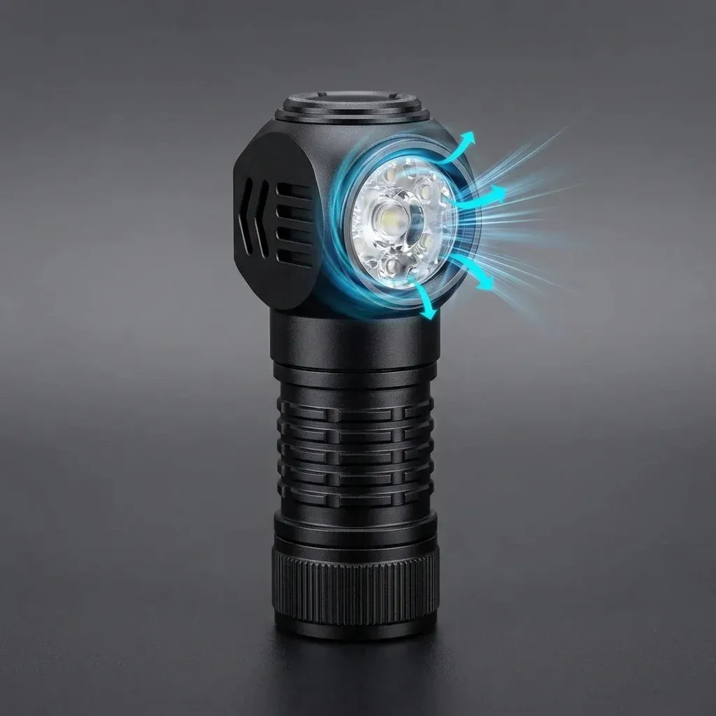 Schwarze Sofirn Stirnlampe im Studio