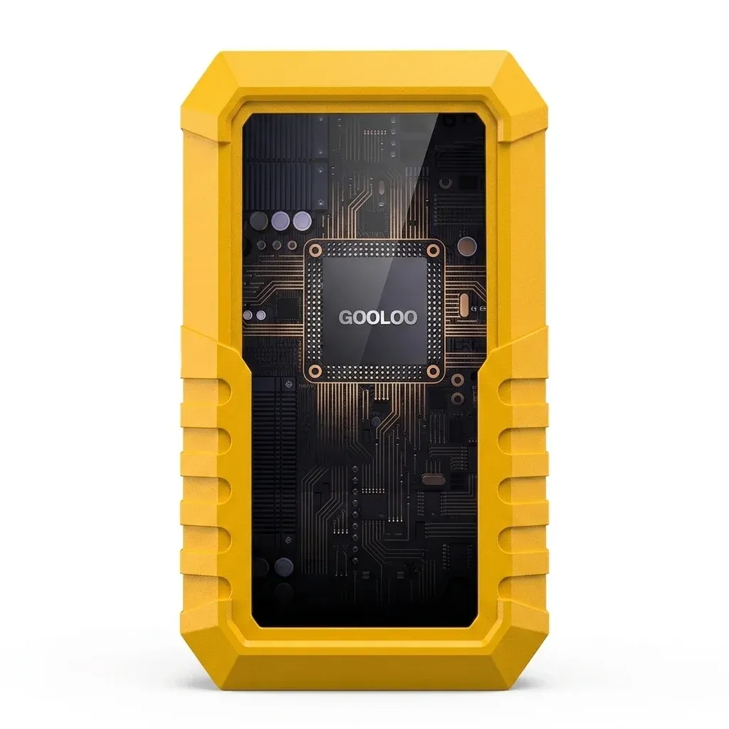 GOOLOO Starthilfe-Powerbank gelb schwarz frontal