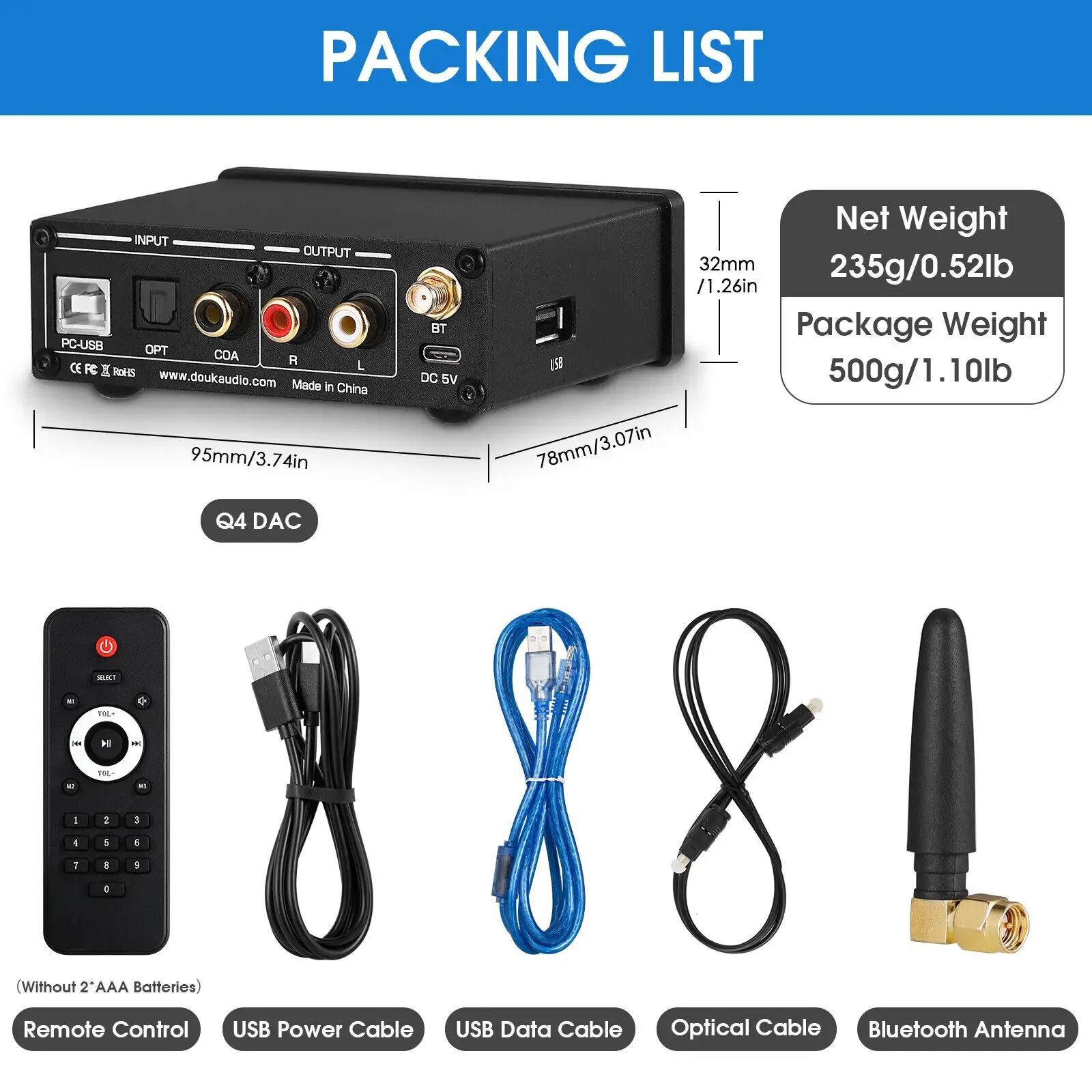 Douk Audio Q4 Bluetooth-DAC mit Kopfhörerverstärker