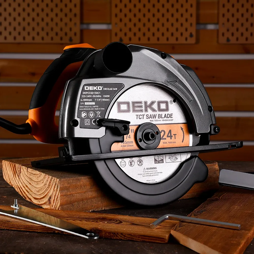 DEKO 1500W Handkreissäge mit 185-mm-Sägeblatt und Zusatzgriff