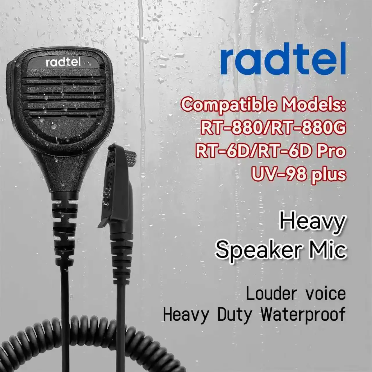 Wasserdichtes Radtel Lautsprechermikrofon für RT-880/RT-6D