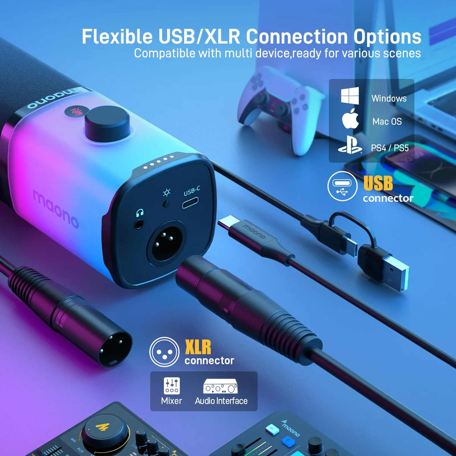 maono PD100X USB/XLR Gaming-Mikrofon mit RGB