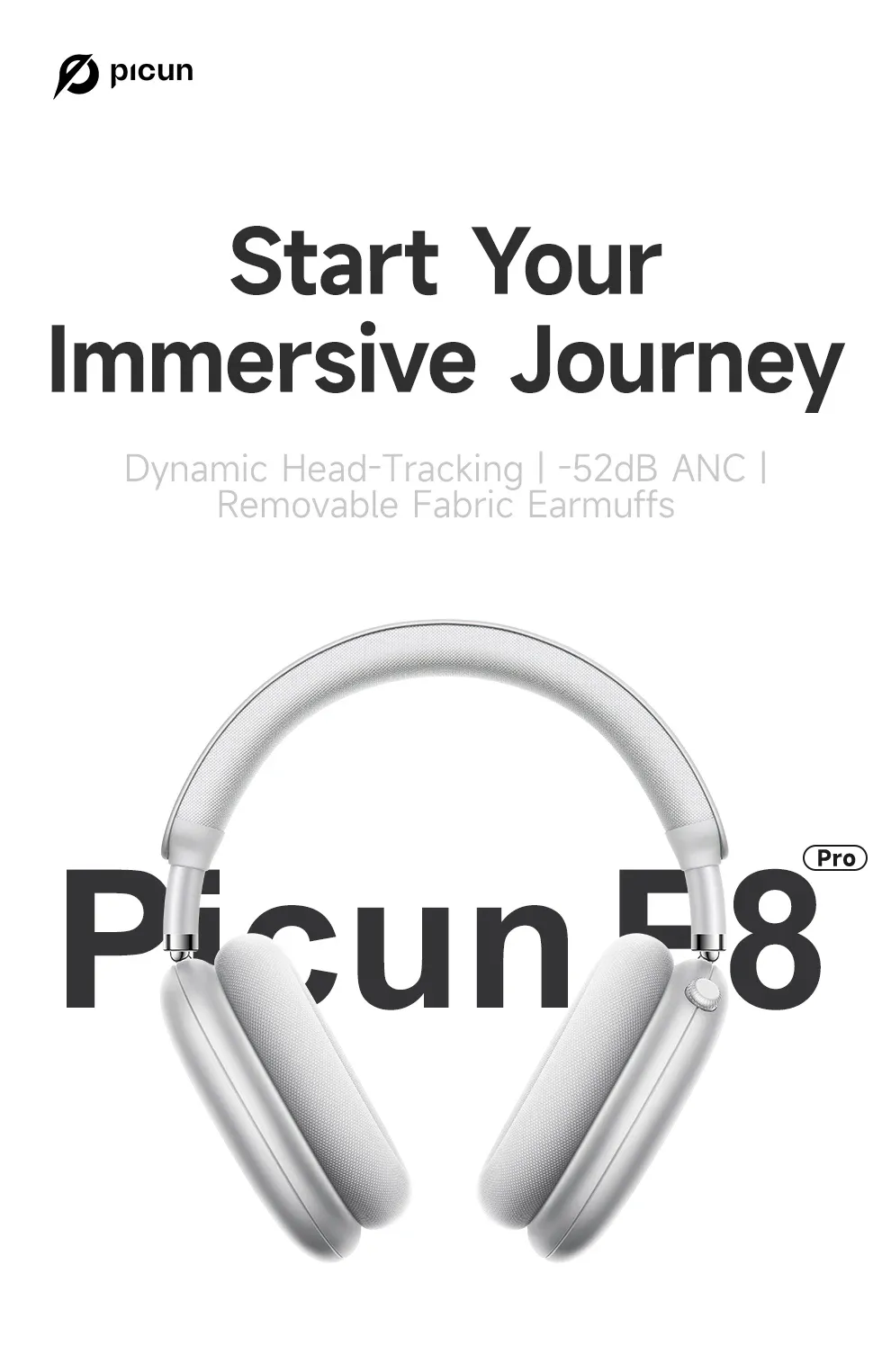 Picun F8 Pro ANC Over-Ear-Kopfhörer mit 3D-Sound und Head-Tracking