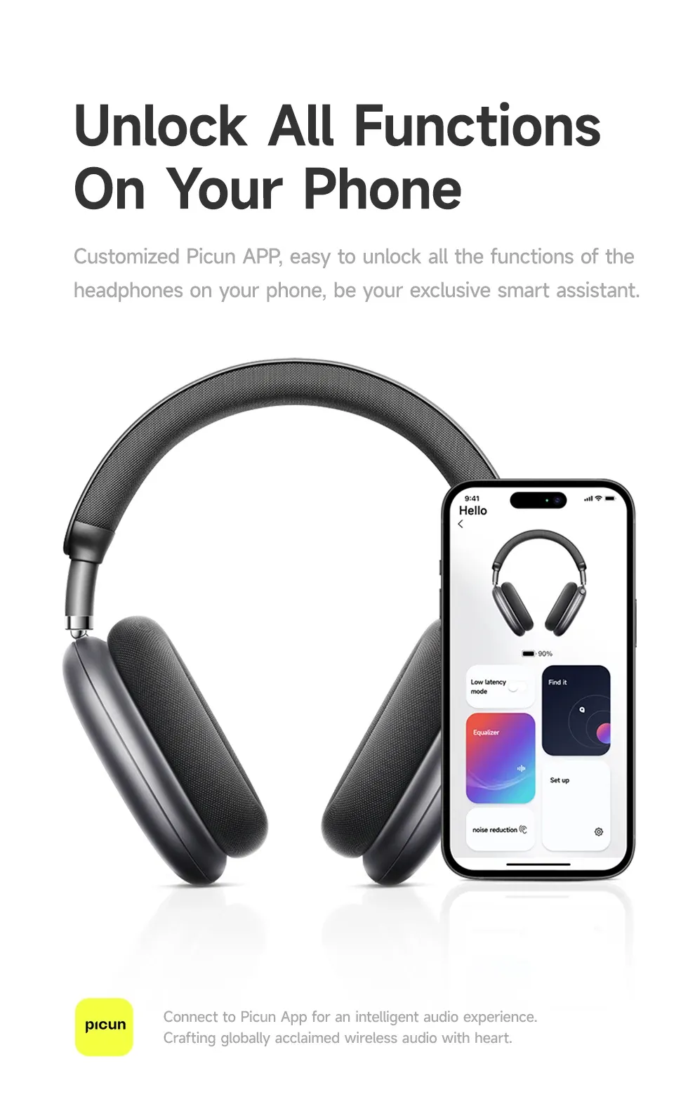 Picun F8 Pro ANC Over-Ear-Kopfhörer mit 3D-Sound und Head-Tracking