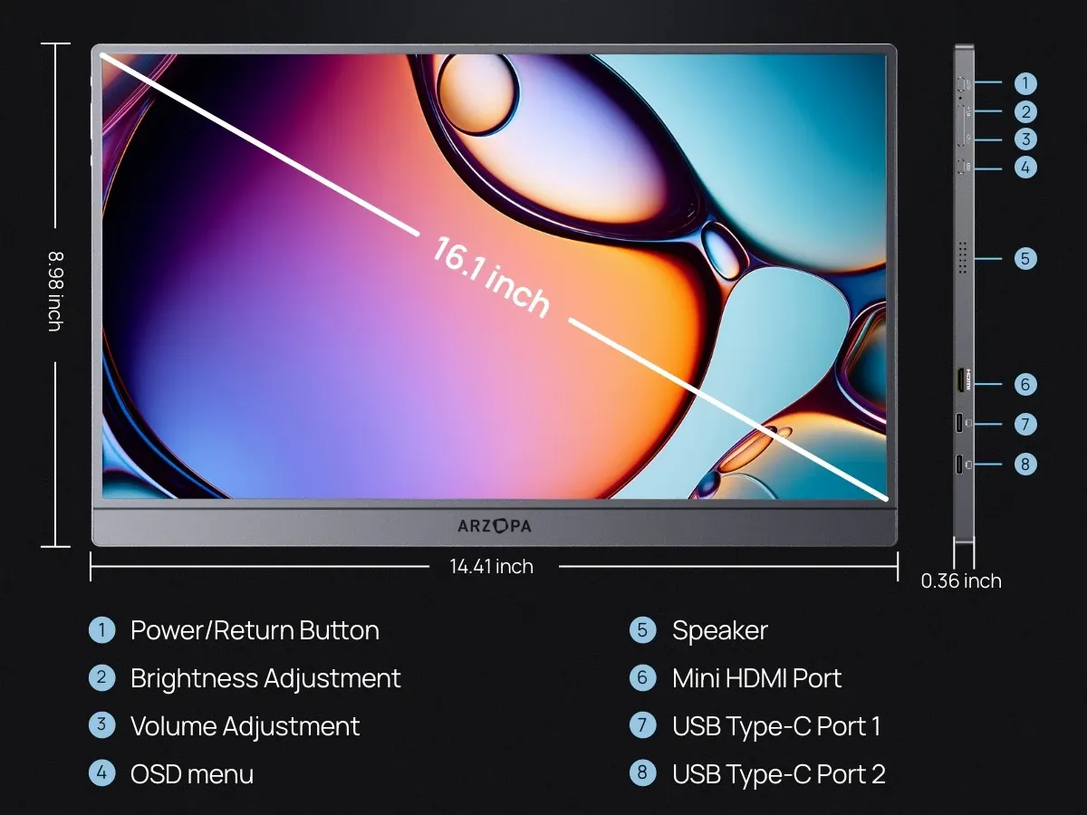 ARZOPA 16,1-Zoll QHD-Portable-Monitor mit 180 Hz