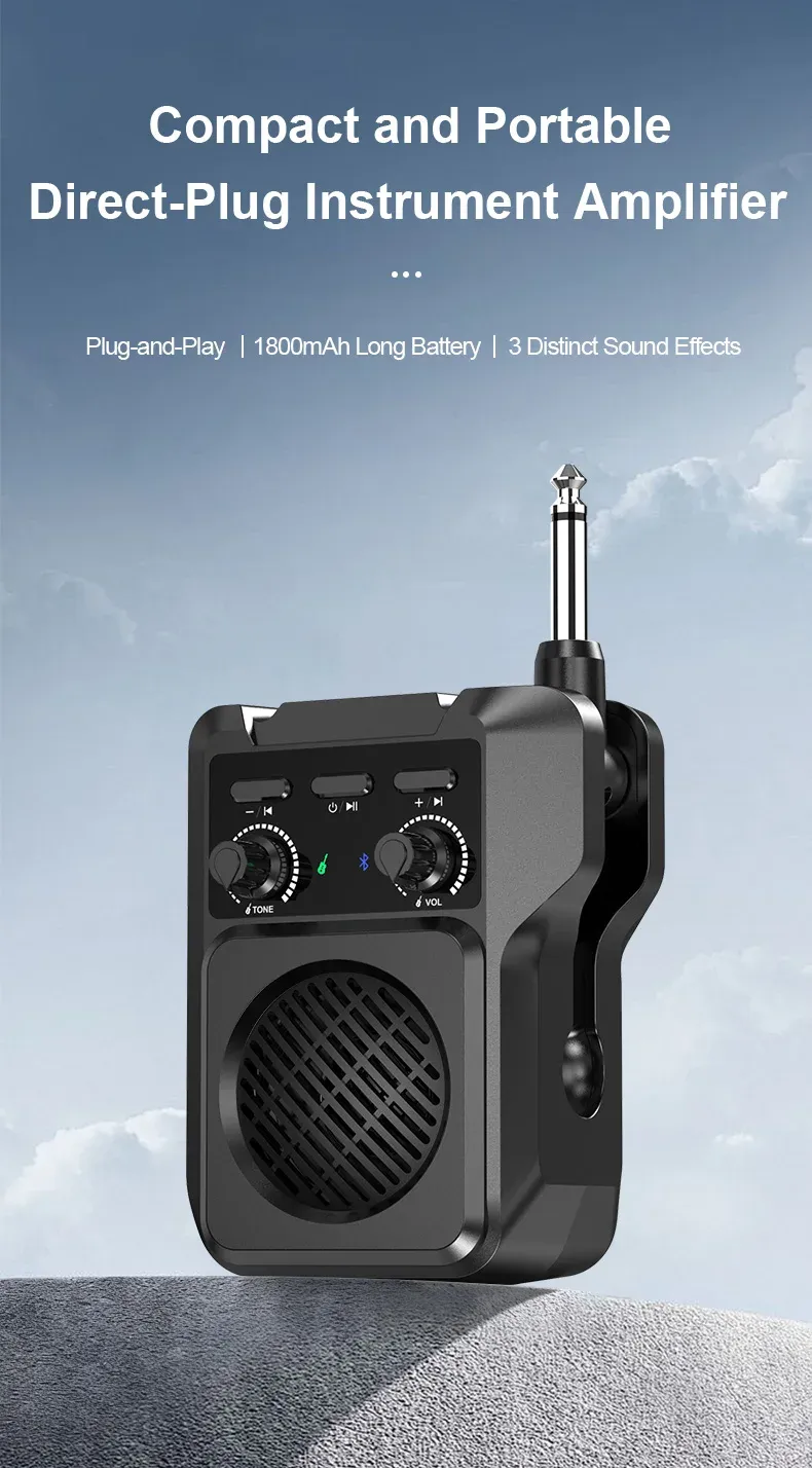 Haomuren Mini-Gitarrenverstärker mit Bluetooth und Effekten
