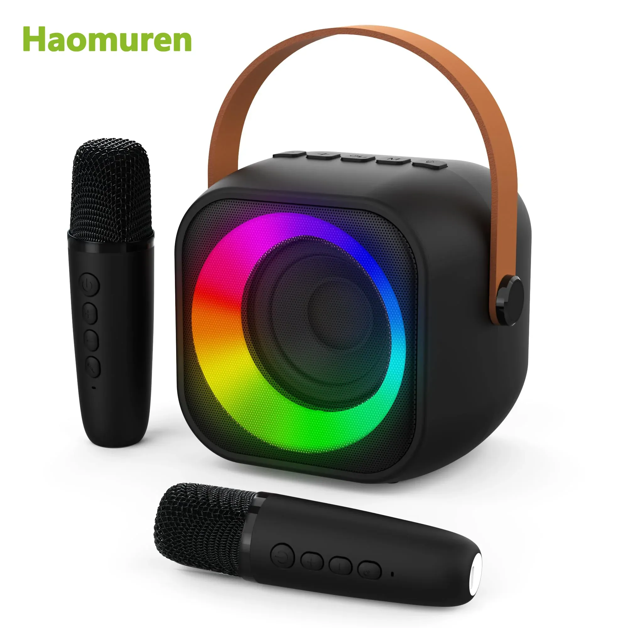 Haomuren Mini-Karaoke-Set mit Funkmikrofonen und Bluetooth-Lautsprecher