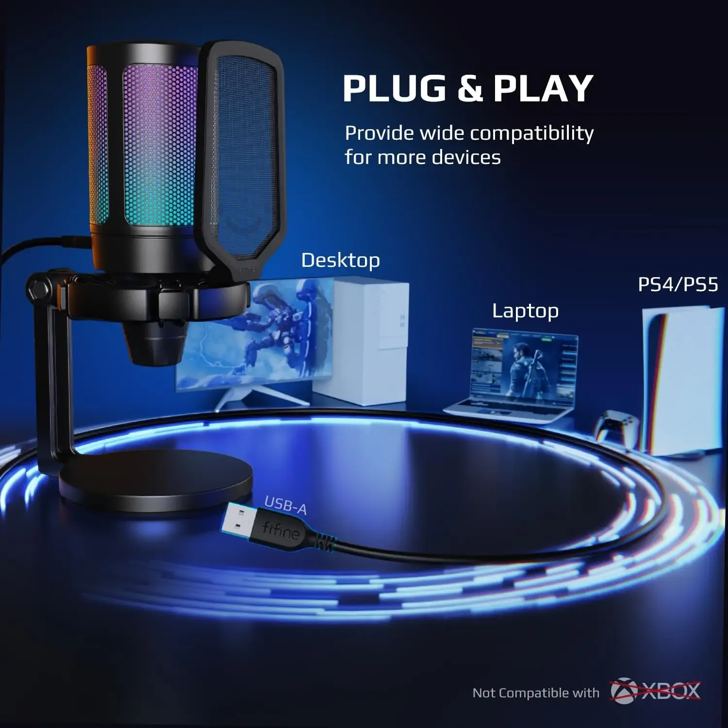 FIFINE A6 NEO Gaming-Mikrofon mit Shock Mount und RGB