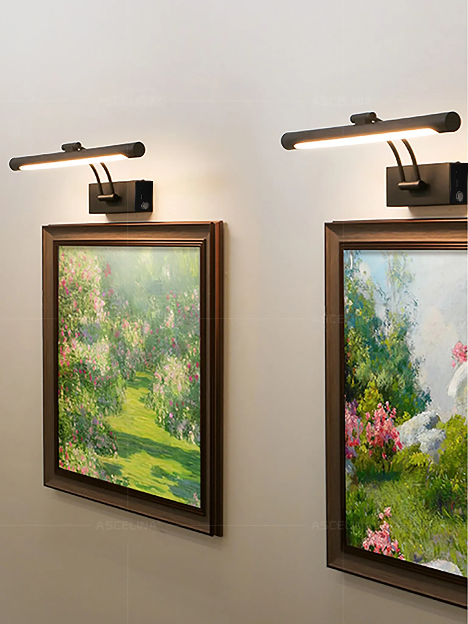 Wiederaufladbare LED-Wandleuchte in Schwarz-Gold mit Dimmer