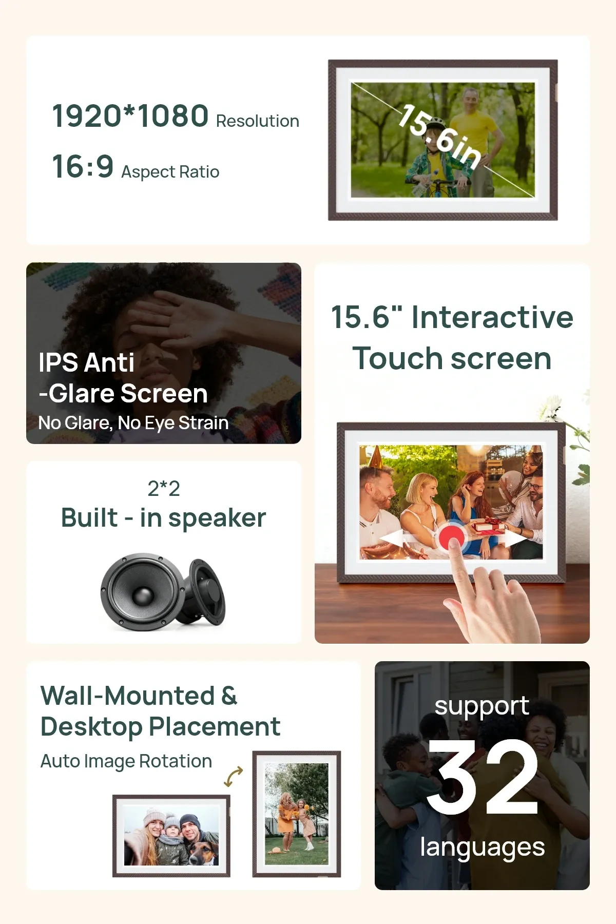 ARZOPA 15,6-Zoll Digitaler Bilderrahmen mit Touch