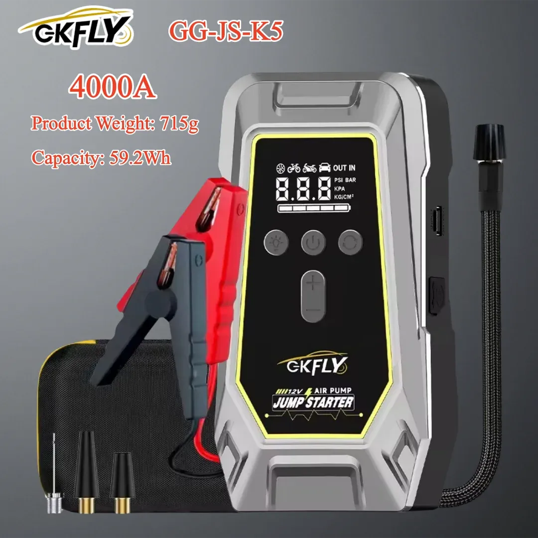 GKFLY Starthilfe-Booster mit Kompressor und LCD-Display