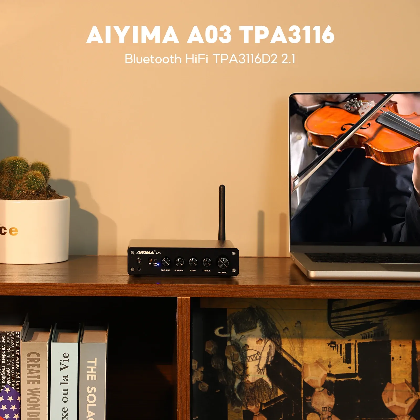AIYIMA A03 2.1 Bluetooth-Verstärker für kompakte HiFi-Setups
