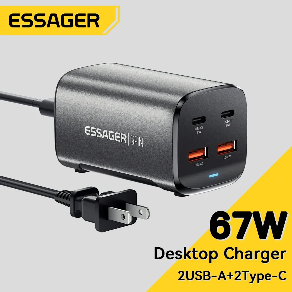 ESSAGER 67W GaN Desktop-Ladegerät mit 4 Ports