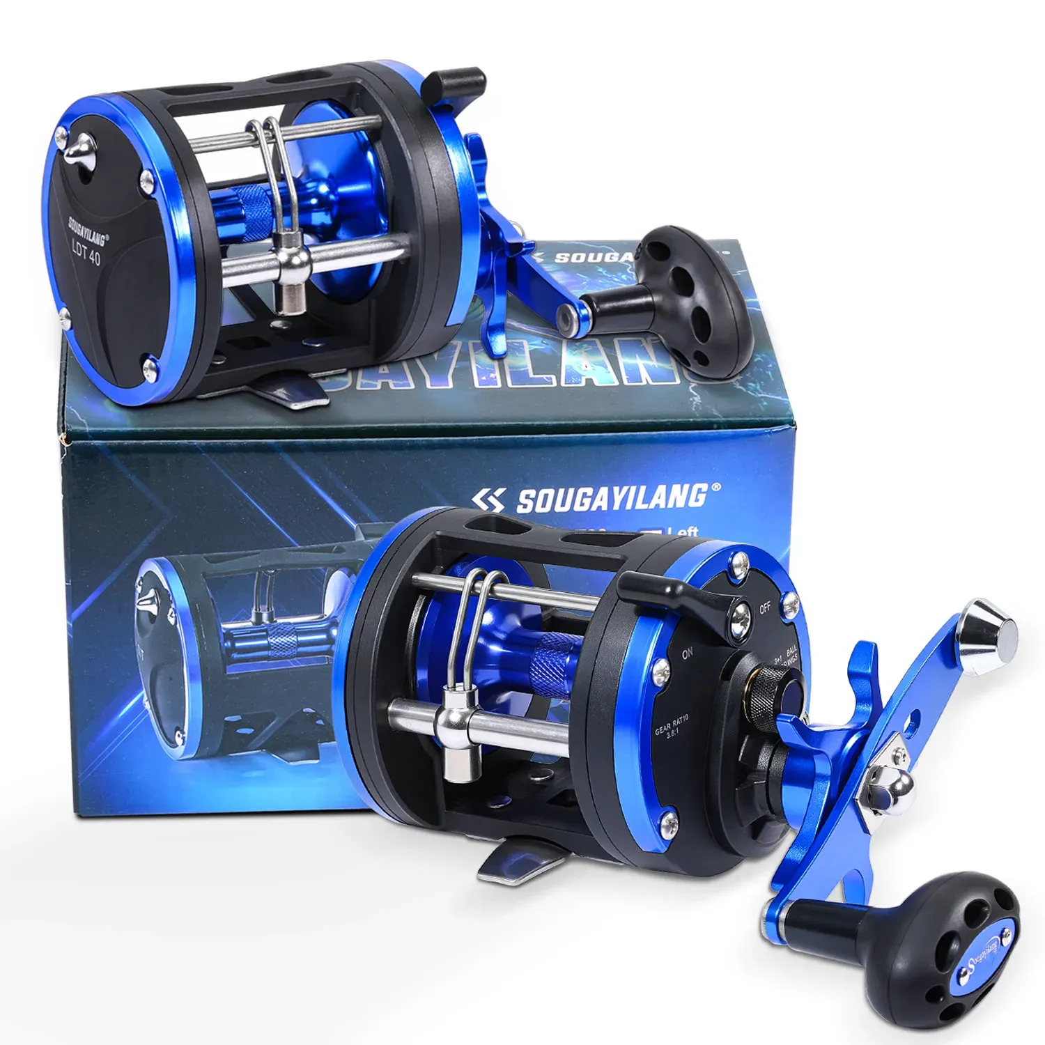 Sougayilang Trolling-Köderrolle 3.8:1 mit Metallführung