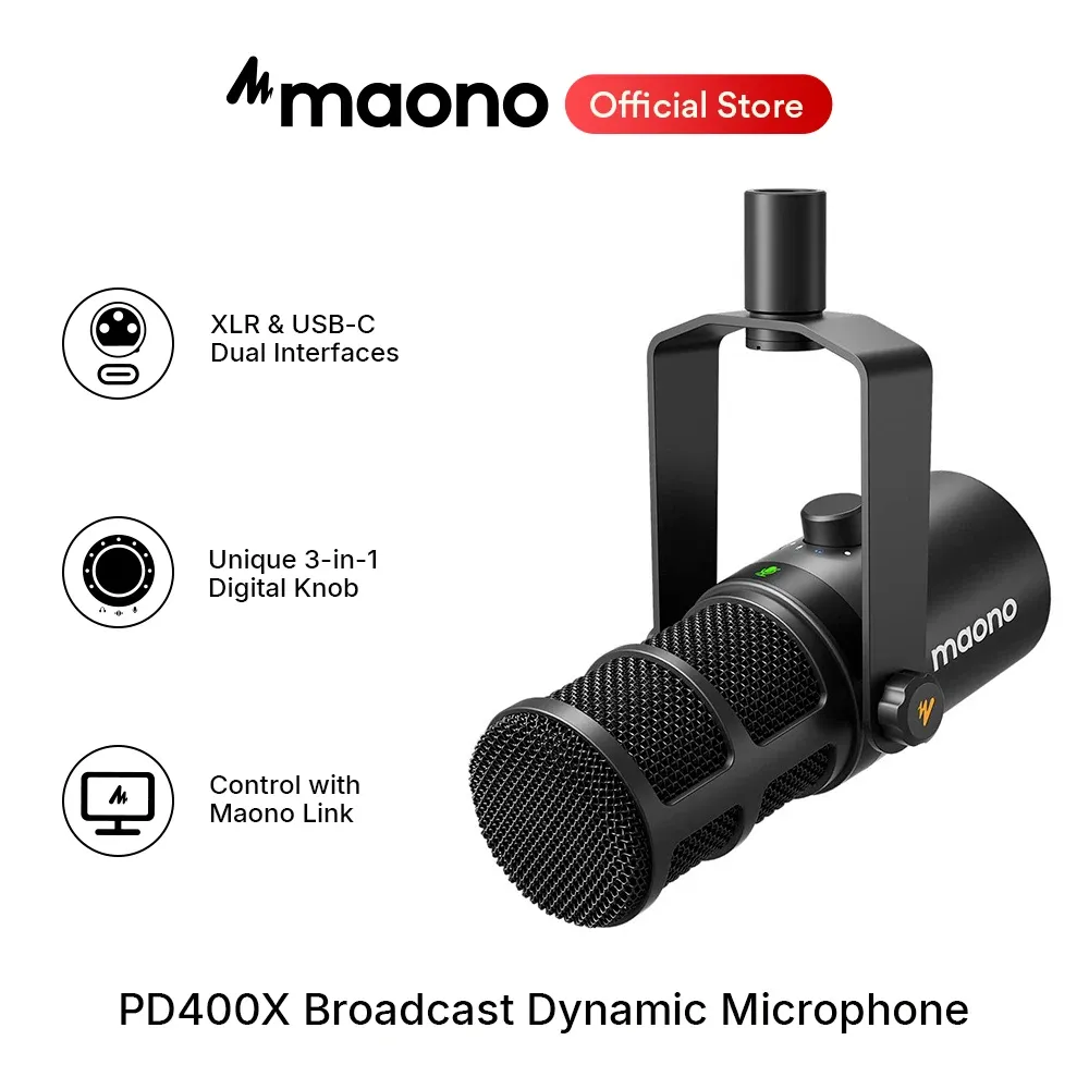 maono PD400X Dynamisches USB/XLR-Mikrofon für Podcast und Streaming