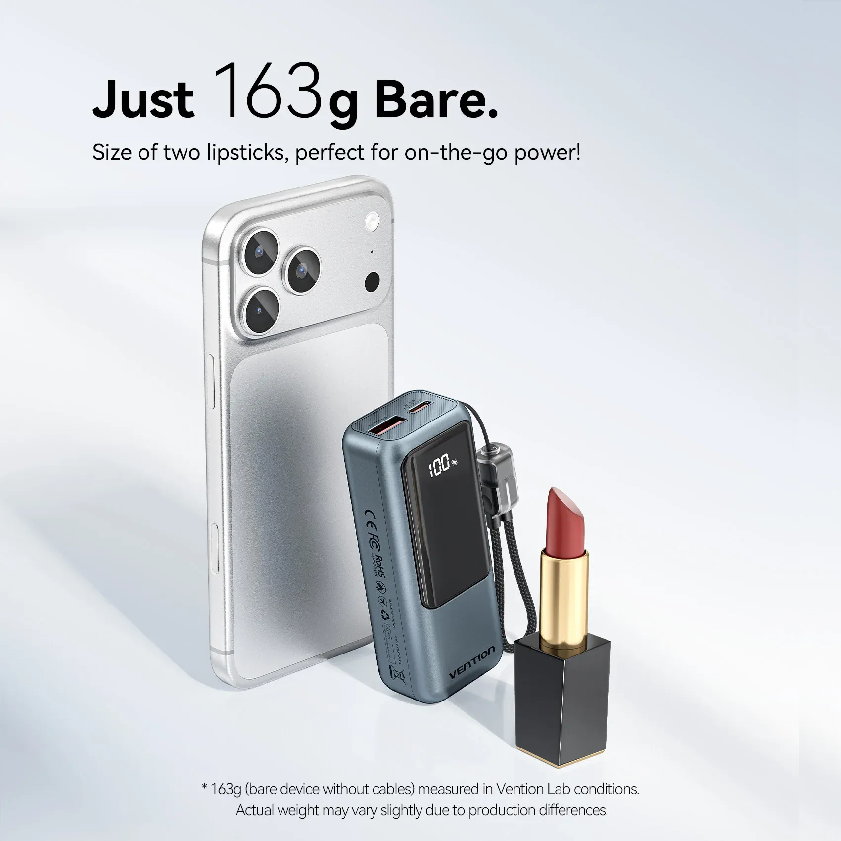 Vention Mini-Powerbank 10.000 mAh mit USB-C-Kabel und Display