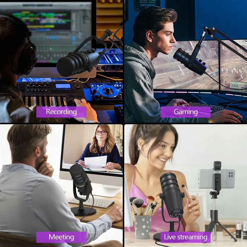 Haomuren Dynamisches USB/XLR-Tischmikrofon für Streaming und Podcast