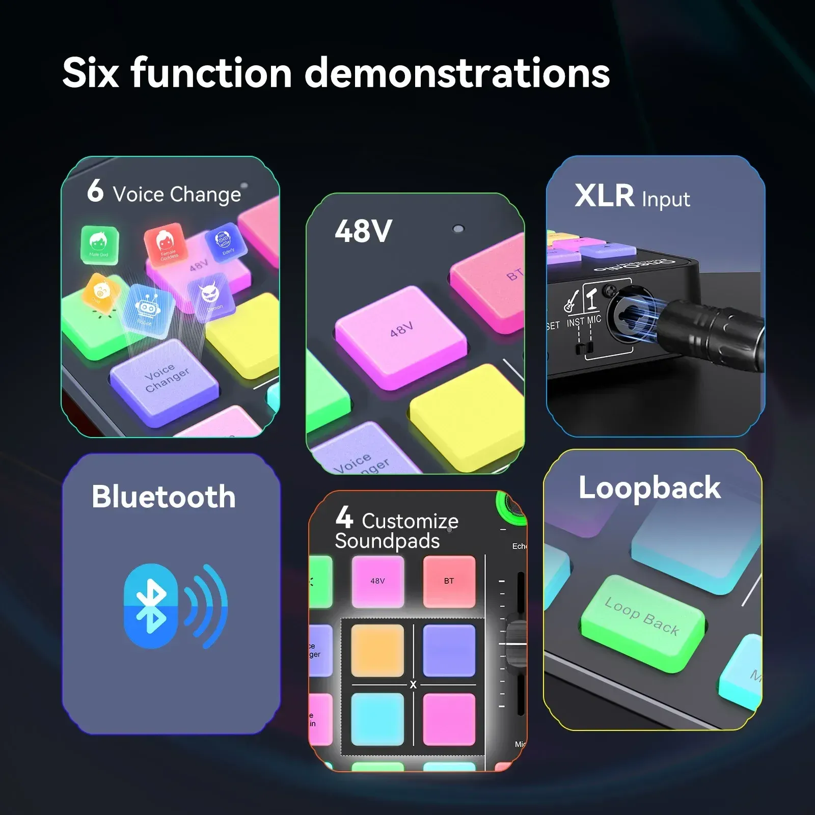 OneOdio Solocaster Gaming-Audiomixer mit XLR und 48V