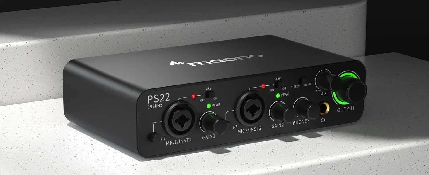 MAONO PS22 USB-Audiointerface mit Dual-Eingang und 24-bit